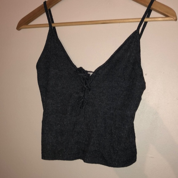 Brandy Melville Grey Spaghetti Strap Crop Top - Picture 1 of 4
